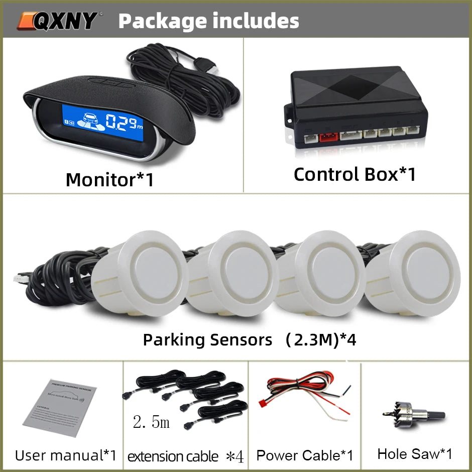 Car Front Parking Sensor Kit Auto Parktronic Assistant System LCD Monitor Buzzer Voice Volume Can be Adjusted  Vehicle Universal