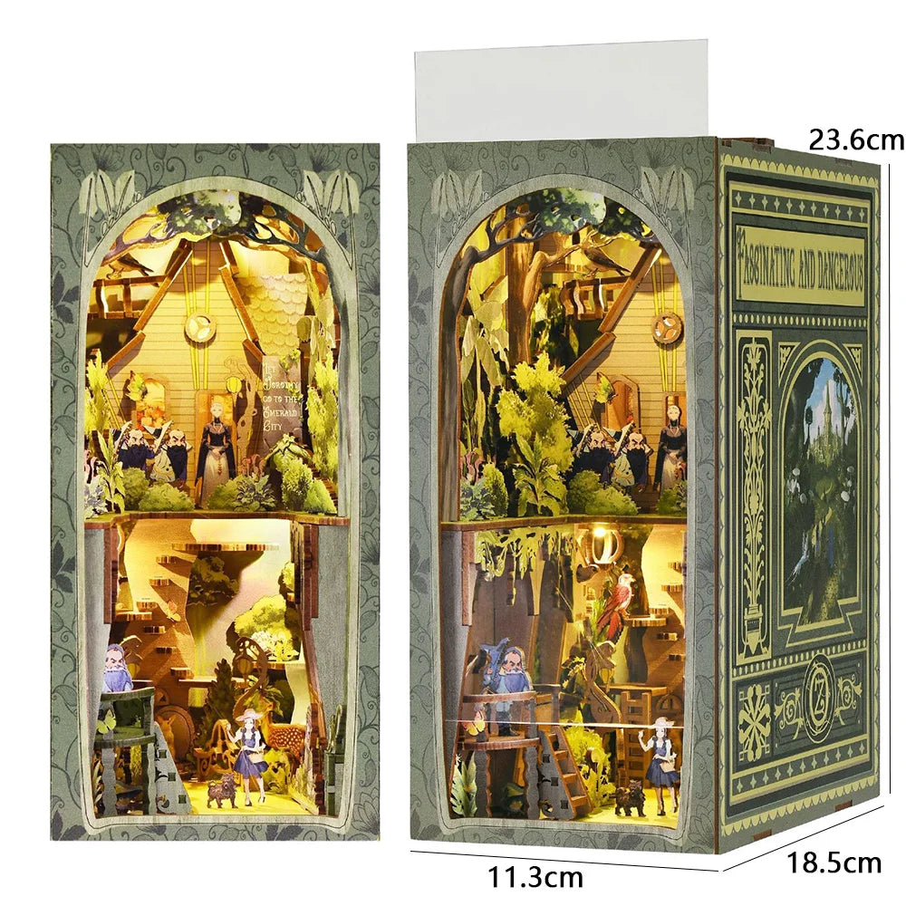 DIY Book Nook Kit Miniature Wooden 3D Puzzle Bookshelf Dollhouse Model Bookend Building Home Decoration For Christmas Gift