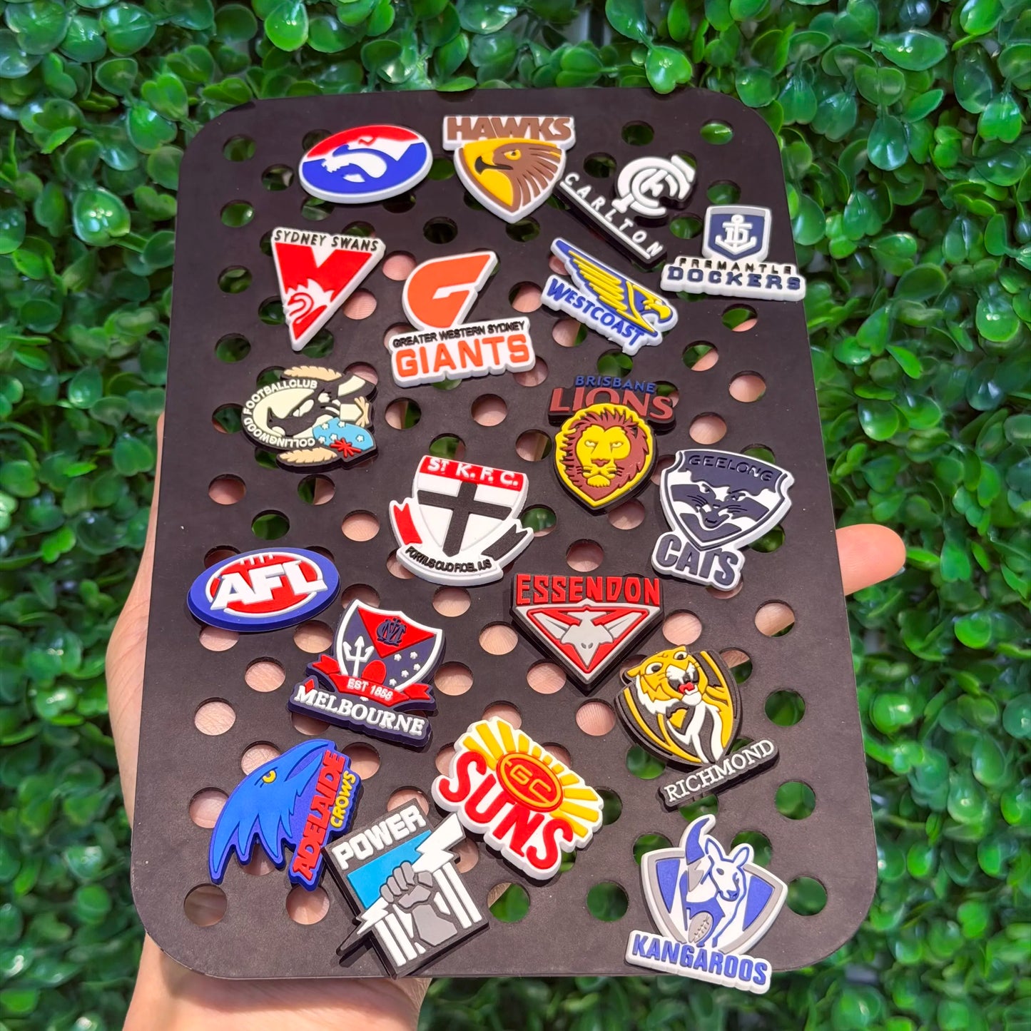 19-100pcs AFL Teams Australia Shoe Buckle Sandals DIY Accessories PVC Shoes Charms Clogs Pins Decor Kids Man Party Gift