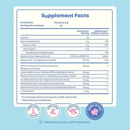 Mood Magic Pixie Sticks for Kids Sugar-Free Saffron & GABA Mood Balance Supplement 25 Sticks Candy Water Flavor