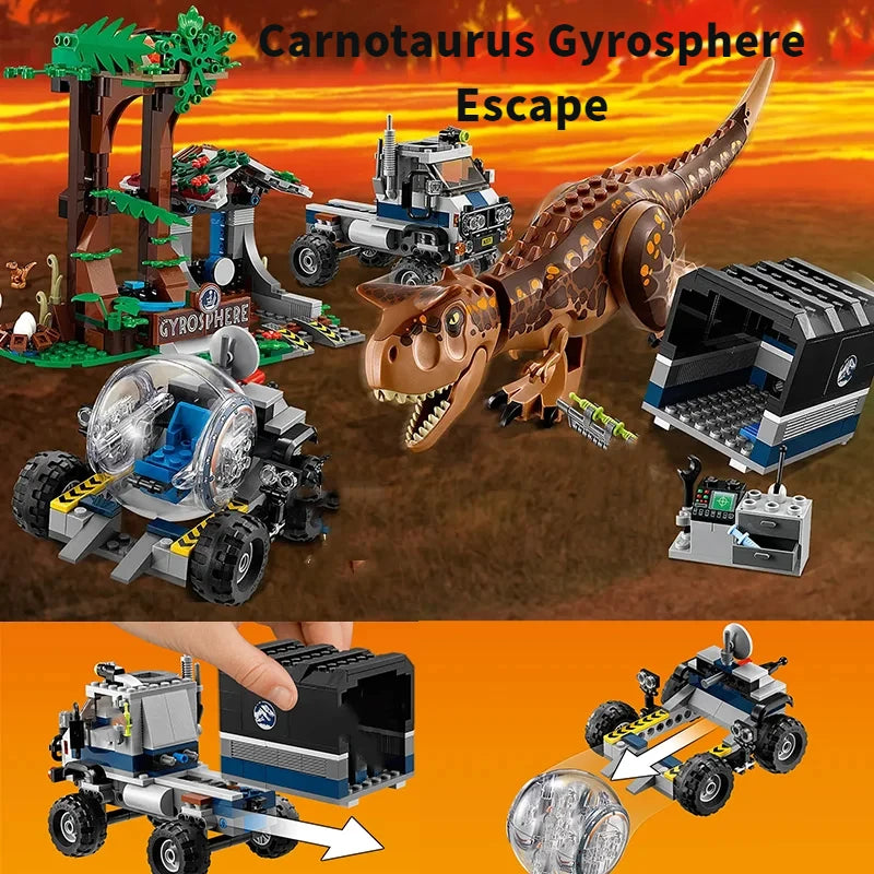 Brands Brick Sets Series Building Blocks Carnotaurus sastrei‌‌ Gyrosphere Escape Dinosaur 75929 World Park Toys Kids Gift