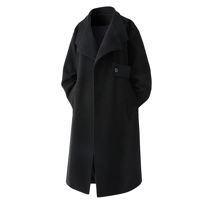 Men Long Trench Outwear Casual Woolen Coat Windbreaker Autumn Winter Fashion Woolen Coats
