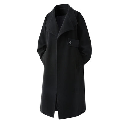 Men Long Trench Outwear Casual Woolen Coat Windbreaker Autumn Winter Fashion Woolen Coats