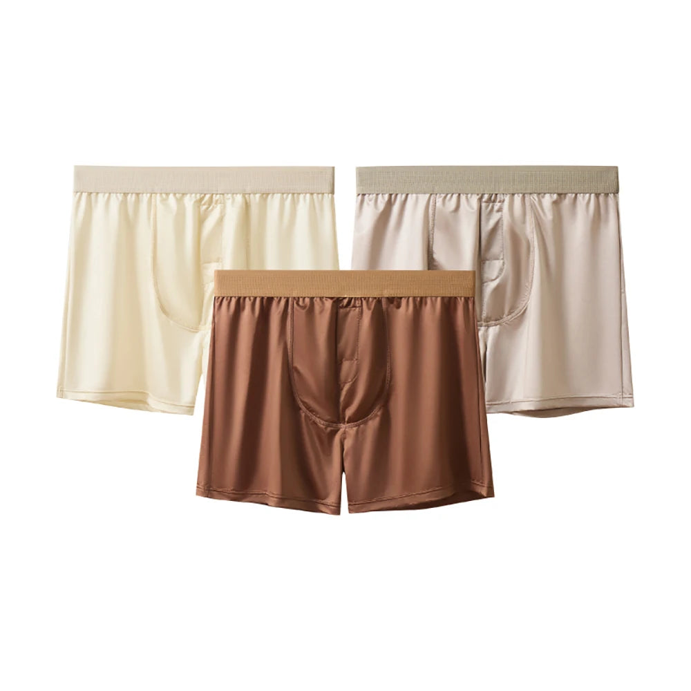 3PCS/Pack Luxury Satin-like Alo Underpants Breathable 10A Antibacterial Silk Mesh Crotch Boxers High Elastic Waistband Underwear