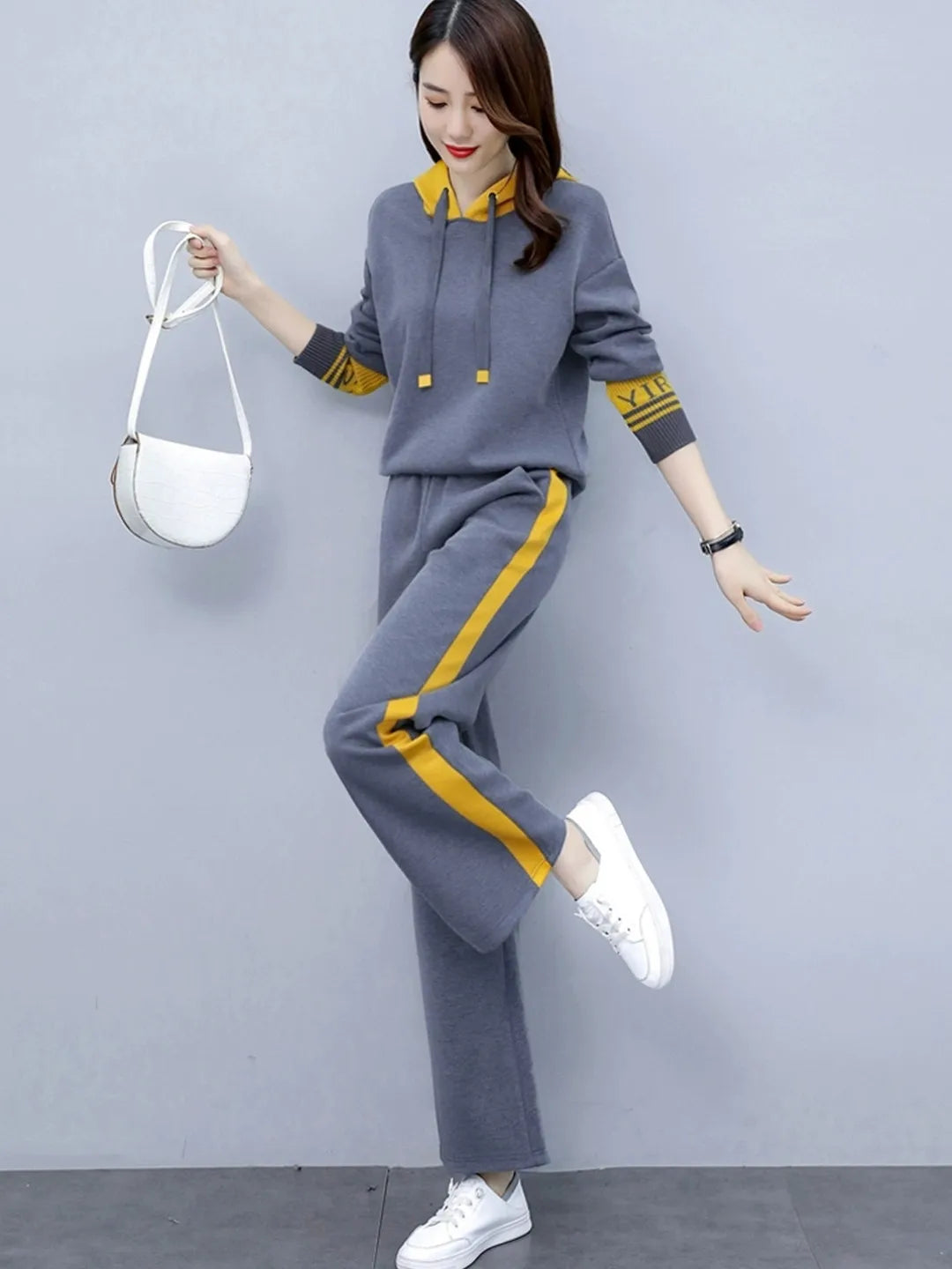 Fashionable Casual Sportswear Set Women's Hoodie And Wide Leg Pants Slimming Two Piece Suit Spring Autumn New Arrival