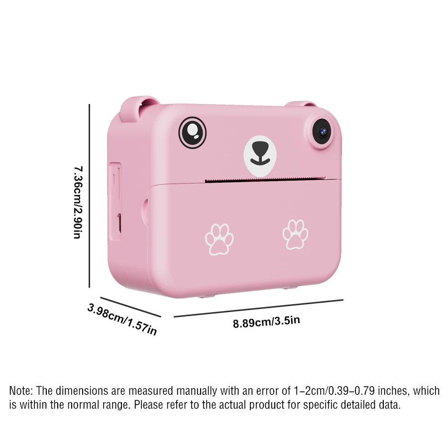Kids Camera Instant Print Toy Portable Small Camera With 32G Memory Card ,3 Rolls Printing Paper, Gift For Boys And Girls