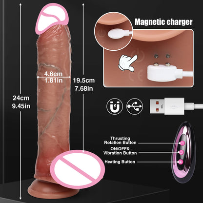 Realistic Dildo Telescopic Vibrator Masturbation Anal Plug for Women Thrusting Dick Penis Adult Heating Remote Control Sex Toys