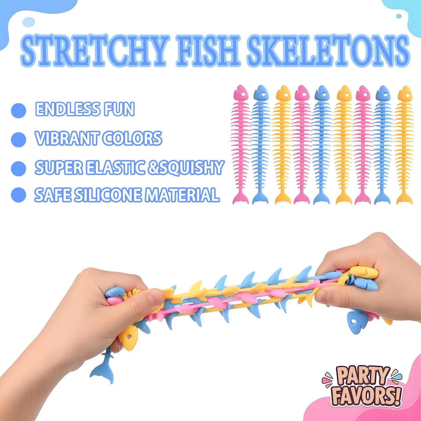 5/10/20/40pcs Squishy Fidget Toys,Fish Bone Sensory Toys, Muticolor Stretchy Strings Toy for Stress Relief, Tangle Fidget Toy,