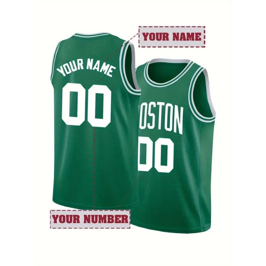 Custom Name & Number Men's Embroidered Basketball Jersey Round Neck Personalized Sleeveless Shirt Men DIY Tank Top