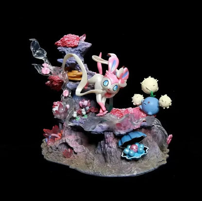 Pokemon Gk Figure Sylveon Shroomish Clamperl Fairy Island Resin Collectible Anime Display Model Home Desktop Decoration