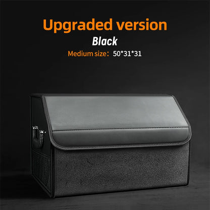 Car Suede Trunk Organizer Large Capacity Leather Foldable Storage Box Portable Multifunctional Tool Organizer Car Accessories