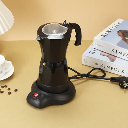 300ml/6 Cups Electric Coffee Maker Portable Aluminum Mocha Pot Fast Electric Italian Coffee Maker Percolator Coffee Tools 480W