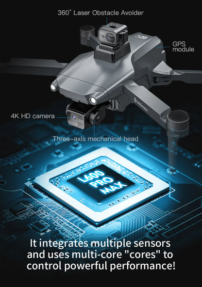 L600 PRO / PRO MAX GPS Drone Professional 4K 3-Axis PTZ HD Dual Camera Obstacle Avoidance Brushless Motor 5G WIFI Security Dron