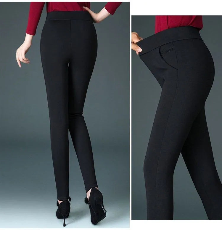 plus Size Fce Lined Straight Leg Pants for Women Autumn Winter Gold Velvet Loose Fit Casual Trousers High Waist Elastic Wa...