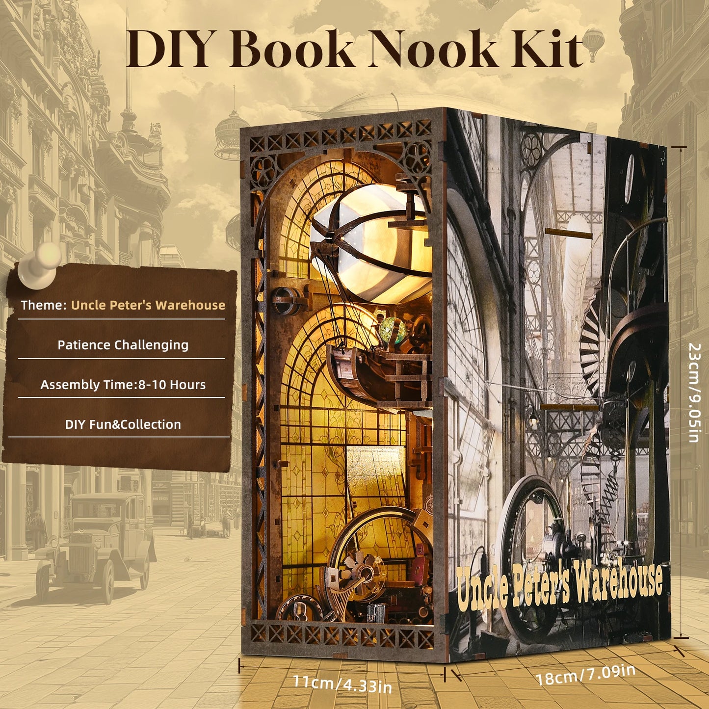 Book Nook Kit The Creation Room DIY Wooden Puzzle Workshop Balloon Ship Bookshelf Dollhouse Model Bookend Building Home Deco