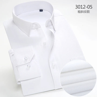 2025 Men's Striped Shirt Long Sleeve Business Office Casual Workwear Comfort Fit Classic Solid Shirts Spring Fall Tops For Male