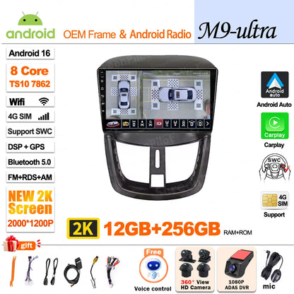 Android 15 For Peugeot 207 207CC 2006 - 2015 Car Radio Multimedia Video Player Stereo Head Unit 2 din Wireless Android Auto Wifi
