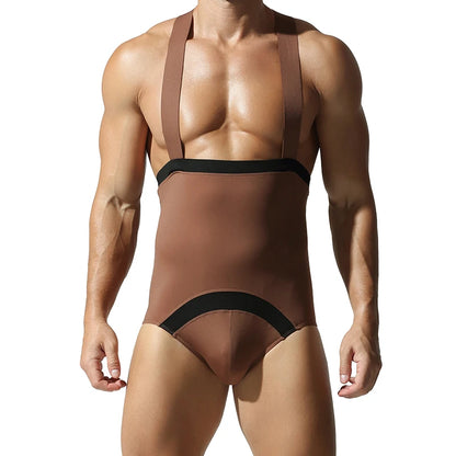 Men's shapewear, high elasticity, tight fitting, casual, sports, fitness, beauty, sexy base, one-piece suspender underwear
