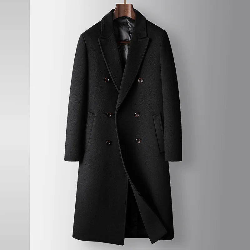 Men's Warm Wool Coat Autumn Winter Long Wool Coat Young Business