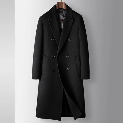 Men's Warm Wool Coat Autumn Winter Long Wool Coat Young Business