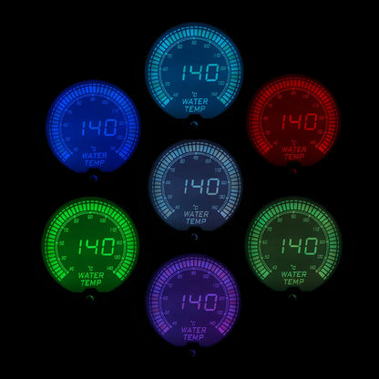 Brand New 2" 52mm EVO 7 Colors LCD Water temp gauge 40-140 Celsius Water temperature meter With Sensor