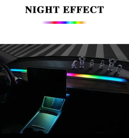 For Tesla Model 3 Model Y Car Ambient Light 60 Seconds Automatic OFF Module With USB Expansion Dock RGB APP Dashboard Lighting