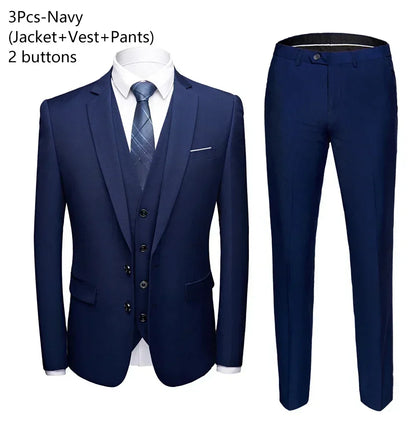 Suit Men Elegant For Wedding 3 Pieces 2 Set Jackets Vest Pants Blazers Groom's Formal Full Business Coats 2025 Costume