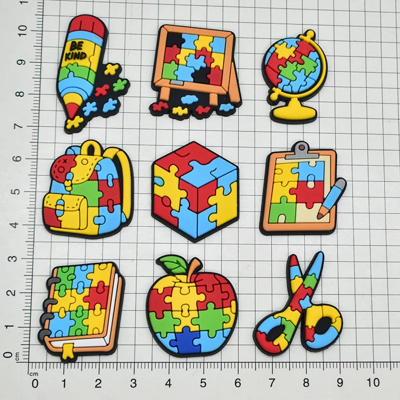 21PCS Autism Stationery  Fall Winter Shoe Charms Garden Shoe Accessories Buckle Fit Clogs Sandals Decorate kids Xmas Gifts