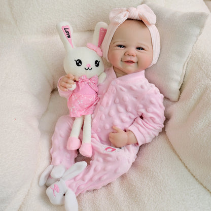 NPK 19-inch Lifelike Baby Doll Vivienne Full Body Reborn with 3D Skin Hand-Painted Hair Touch Doll Multiple Layers Painting