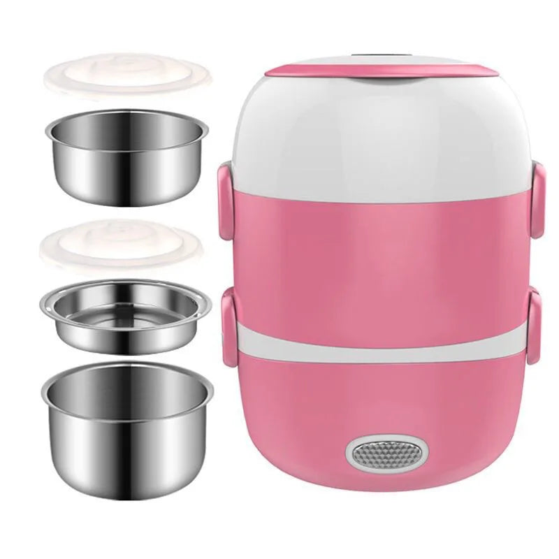 Portable electric lunch box 1 bottle pc car stainless steel plastic 2-in-1 household insulation heating lunch box can be plugged