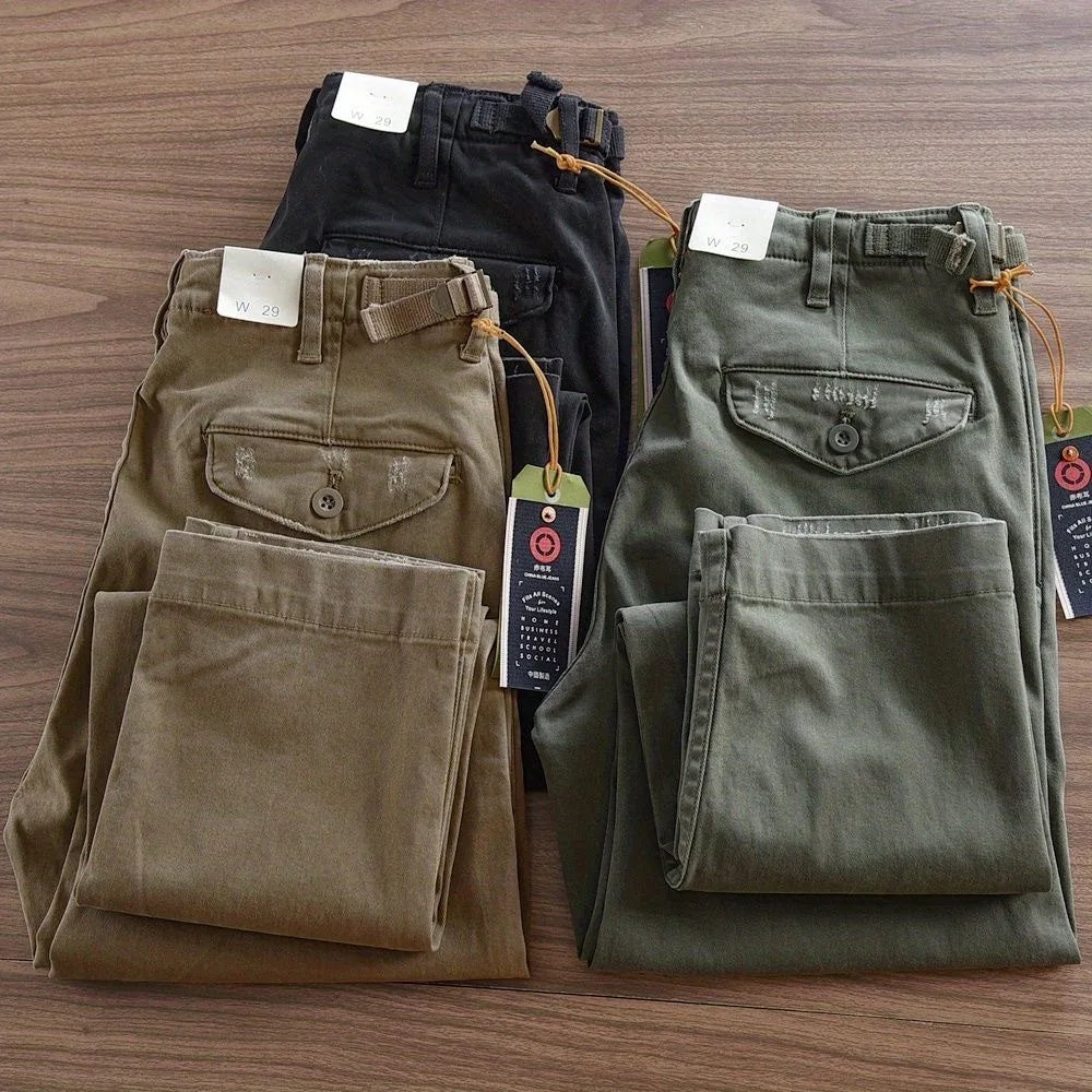 Men's Retro American Casual Pants Straight Leg Workwear Trousers Wear Resistant Outdoor Dirt Resistant Autumn Winter Heavy Duty