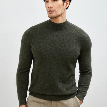 100% Pure Cashmere Men's Sweater Half High Neck Pullover Youth Business Casual Long Sleeve Jumper Spring/Autumn High-End Jacket