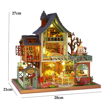 Wooden Miniature Doll House 3D Puzzle Assembly Building Model Kit Small Room Toys Home With Furniture Birthday Gifts Dollhouse﻿
