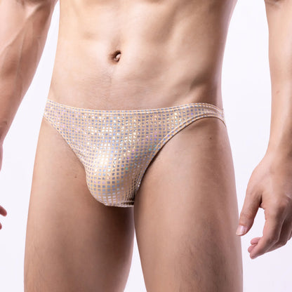Men's Sexy Shiny Sequin Briefs Fashion Glitter Design Soft Skin-Friendly Breathable Comfort Nightclub Party Underwear