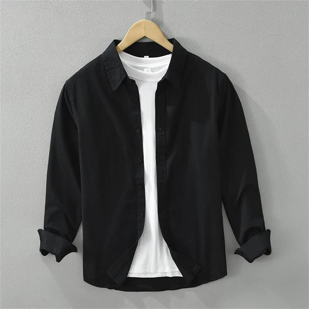 Mens long sleeve regular shirt Multi-color cotton plain shirt for Young men work tops Autumn men's clothing loose casual shirts