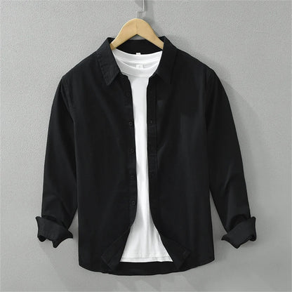Mens long sleeve regular shirt Multi-color cotton plain shirt for Young men work tops Autumn men's clothing loose casual shirts