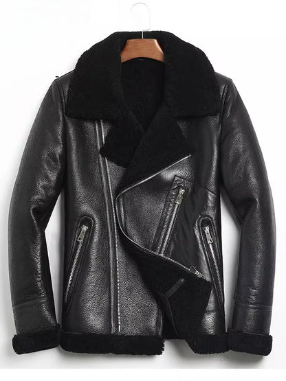 Tcyeek Real Leather Jacket Men Clothes Business Casual Mens Coats Chic Natural Sheepskin Fur Coat Black Warm 2026 Куртка Мужская