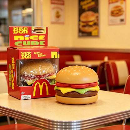 Nee Doh x McDonald's Nice Cube Burger Squishy Toy Super Solid Slow Rising Stress Relief Fidget Sensory Toy for Kids Adults Gift