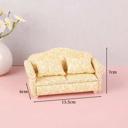 [DO]Dollhouse Living Room Furniture Decoration Dollhouse Simulation Cloud Sofa Model Dolls House Micro Scene Pretend Play Toys