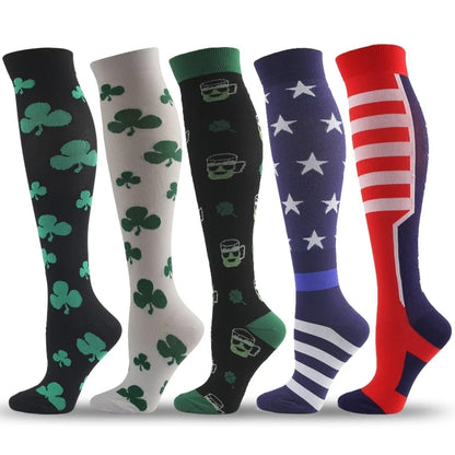 3/5/6 Pairs Compression Socks Exercise Mountaineering Running Sports Socks Elastic Medical Blood Circulation Swelling Nurse Sock
