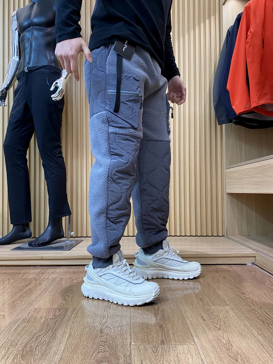 Thickened Outdoor Casual Workwear Cotton Pants for Men Winter Warm Anti-Cold Patchwork Design Straight Leg Long Trousers