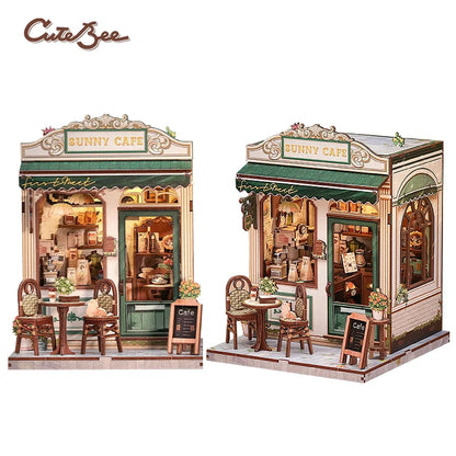 CUTEBEE Book Nook Kit 3D Wooden Puzzle DIY Bookend Insert Model Building Kit Laser Cut Precision Pieces for Home Decor Office