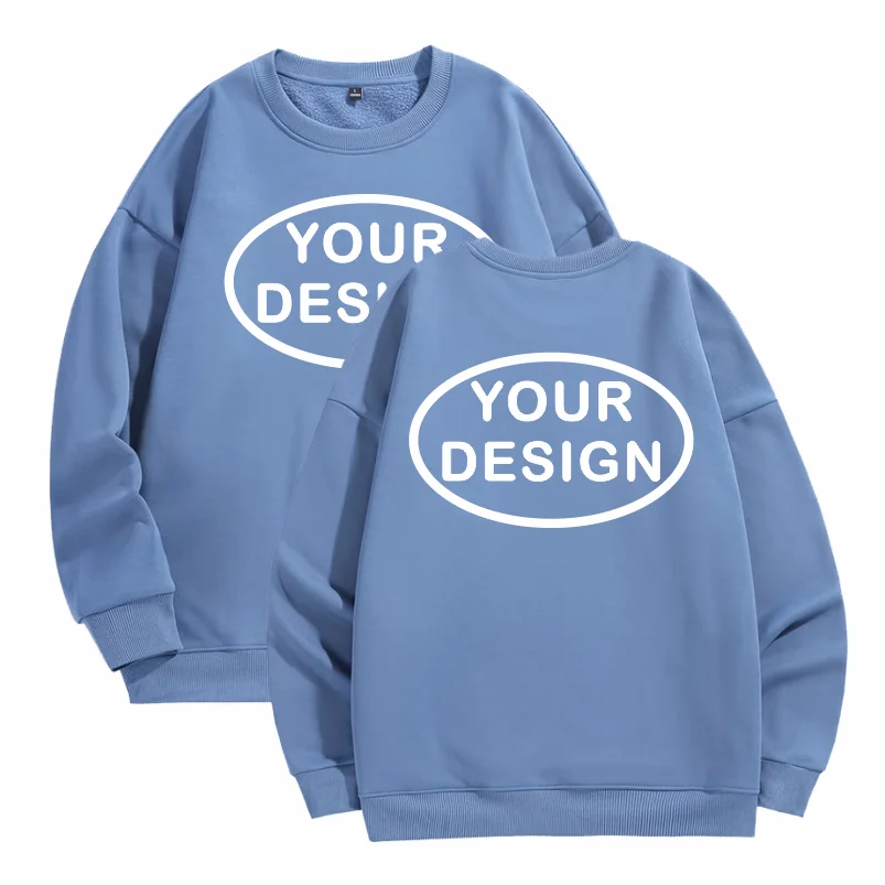 Customized Thick Winter Loose Sports Shirt With Printed Embroidery LOGO Round Neck Hoodie Personal Company Work Uniform