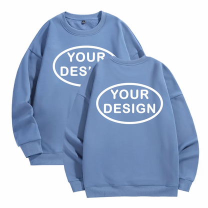 Customized Thick Winter Loose Sports Shirt With Printed Embroidery LOGO Round Neck Hoodie Personal Company Work Uniform