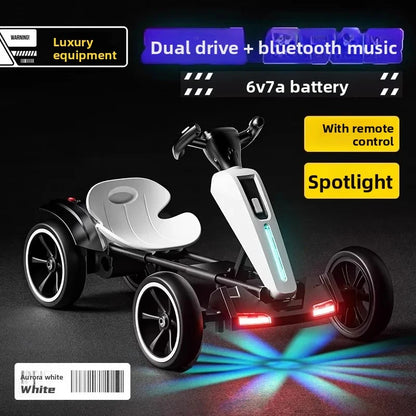 N‌ew Foldable Portable Kids Electric Go-Kart with 390 Motor Cool LED Lights No Assembly Outdoor Off-Road Toy Car for Boys/Girls