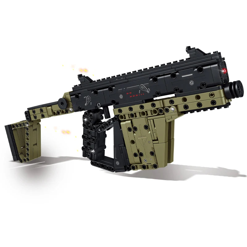 2026 New Vector Submachine Gun Military Equipment Building Block Gun  - Educational Toy Gun with Folding Stock