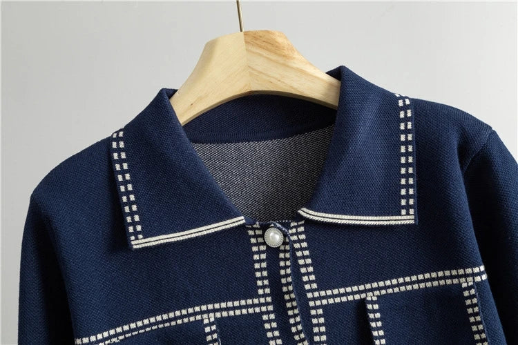 Loose Long Sleeve Collared Sweater And Pants Set Women's Casual Style Fashion 2025 Autumn Season Single Button Opening Cardigan