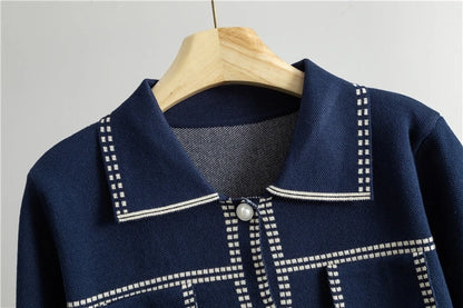 Loose Long Sleeve Collared Sweater And Pants Set Women's Casual Style Fashion 2025 Autumn Season Single Button Opening Cardigan