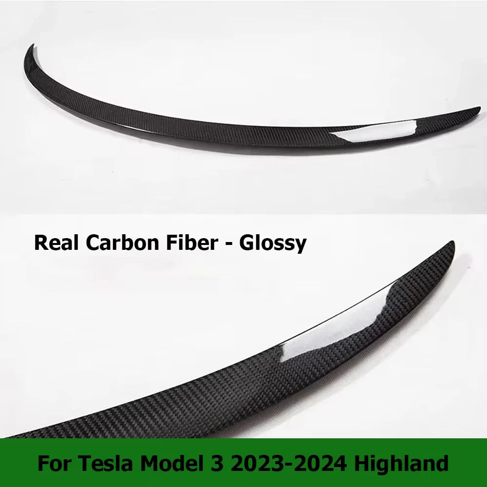 Real Carbon Fiber Spoiler For Tesla Model Y 2024 Trunk Spoilers Model 3 Highland Rear Door Tail Trunk Wings Car Accessories