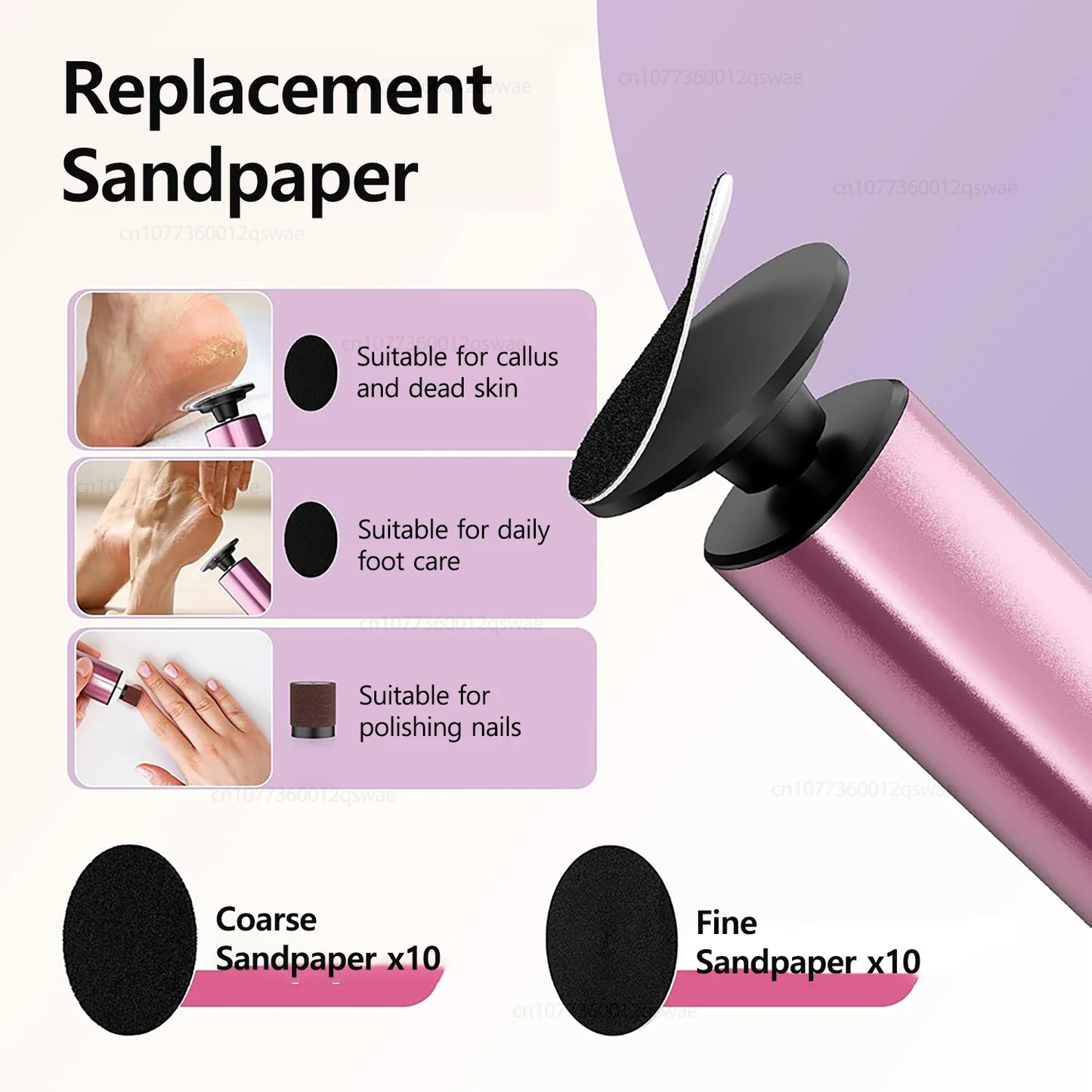 Electric Foot Sandpaper Rechargeable Foot File for Heels Grinding Pedicure Tools Foot Care Tool Dead Hard Skin Callus Remover